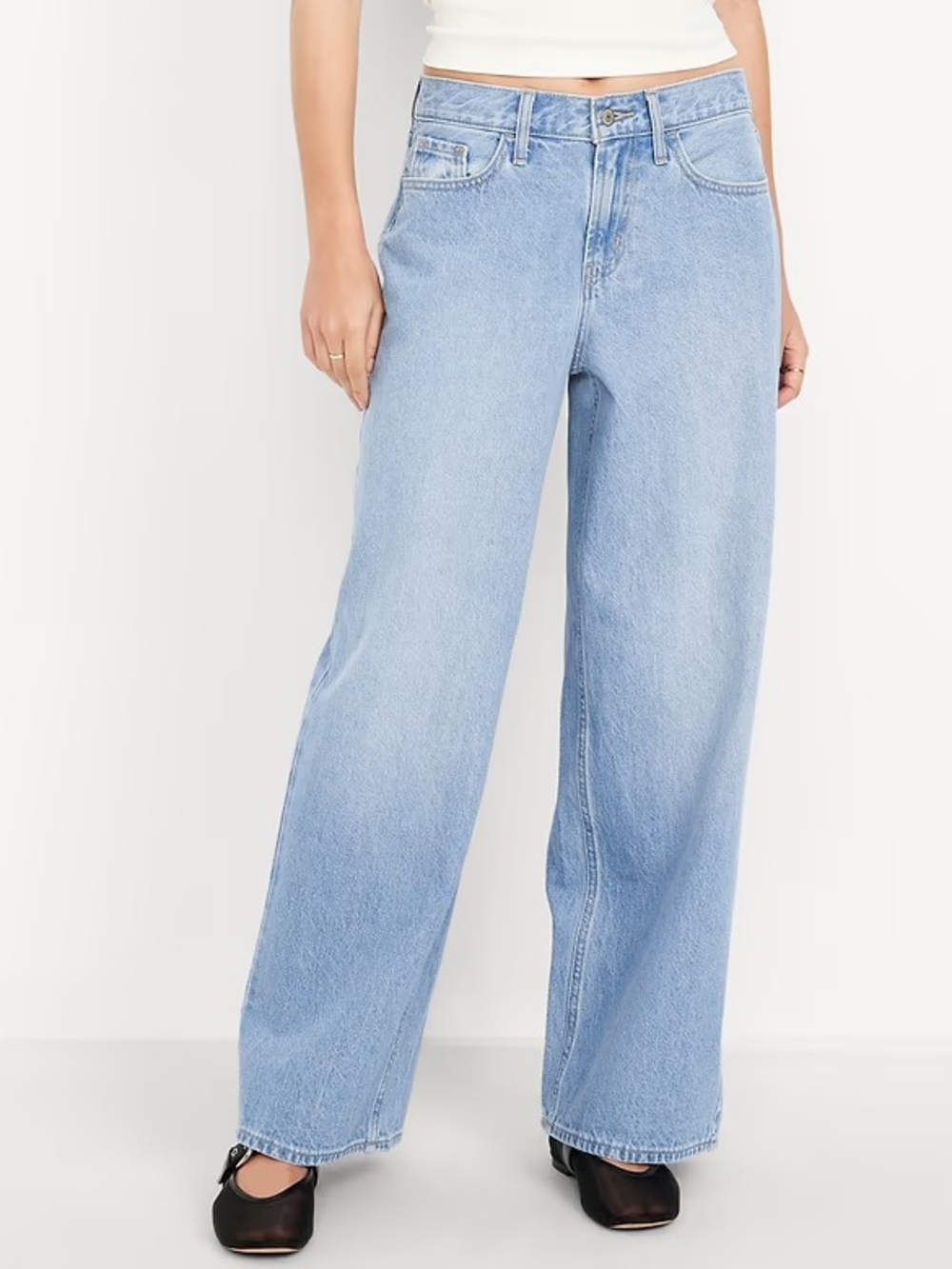 Old Navy Mid Rise Baggy Wide Leg Light Blue Jeans for Women Size 16